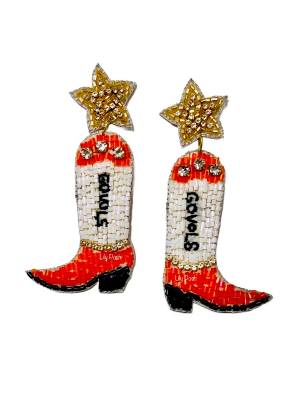 Tennessee VOLS Cowboy Boots College Football Game Day Earring
